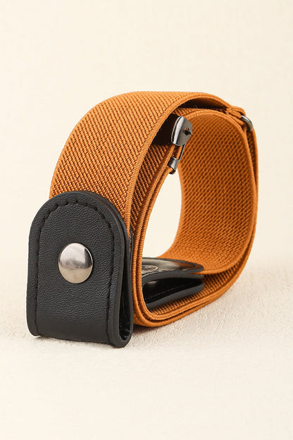 PU Elastic Snap Closure Belt Ochre One Size