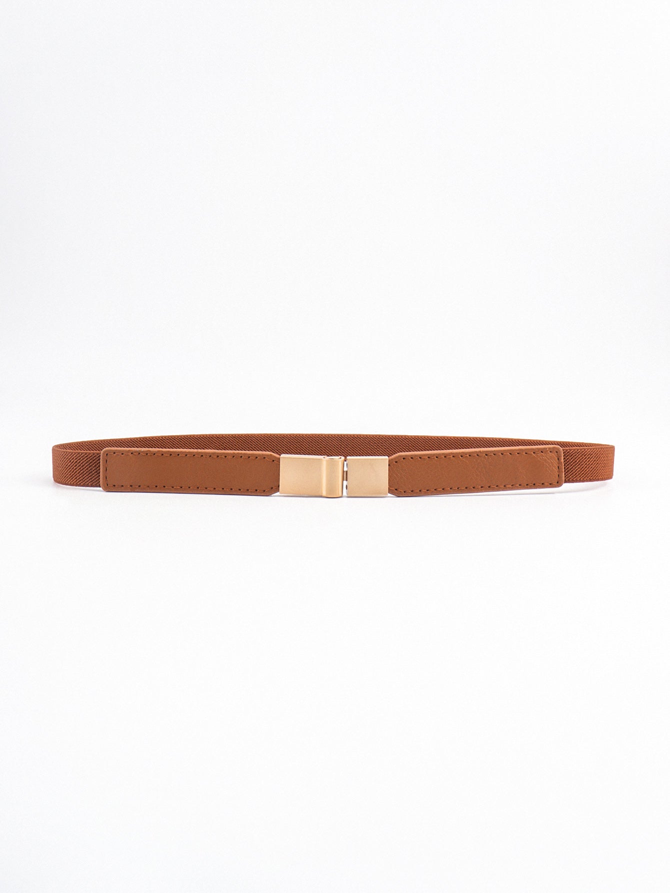 PU Elastic Skinny Belt Caramel One Size