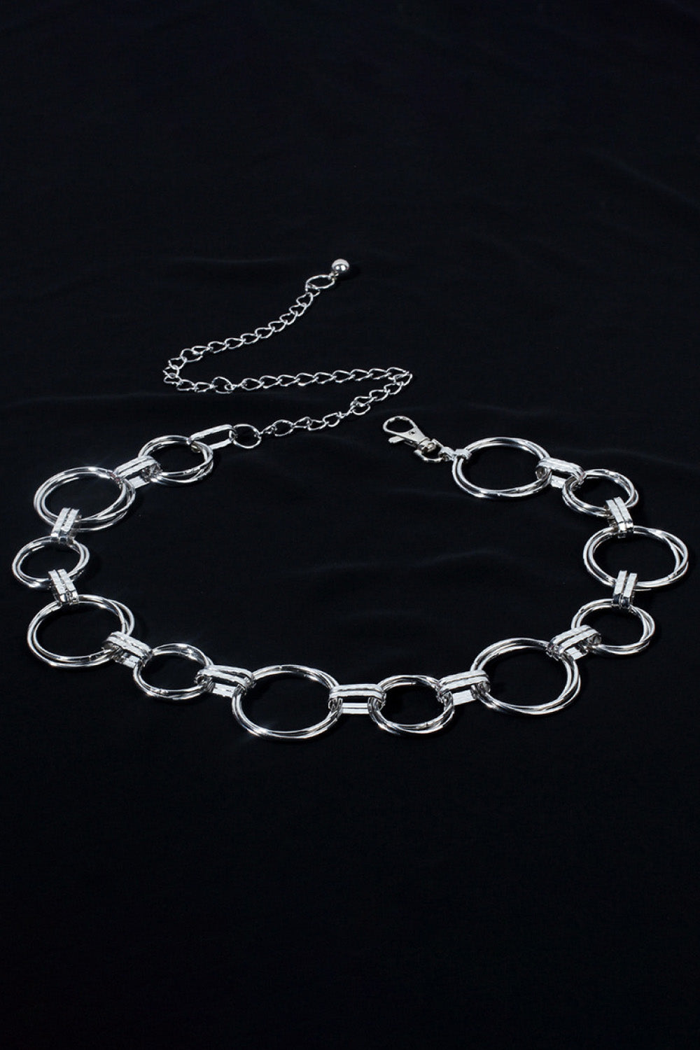 Alloy Chain Circle Shape Belt Silver One Size