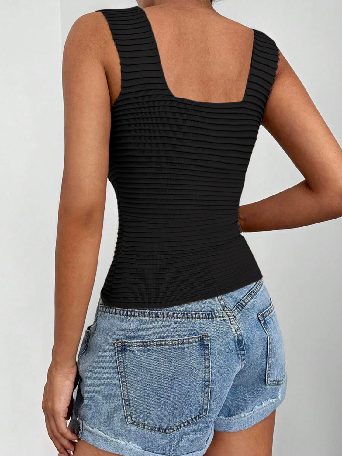 Square Neck Wide Strap Tank - Thandynie