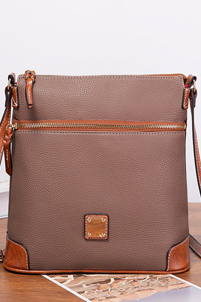 PU Leather Crossbody Bag Taupe One Size