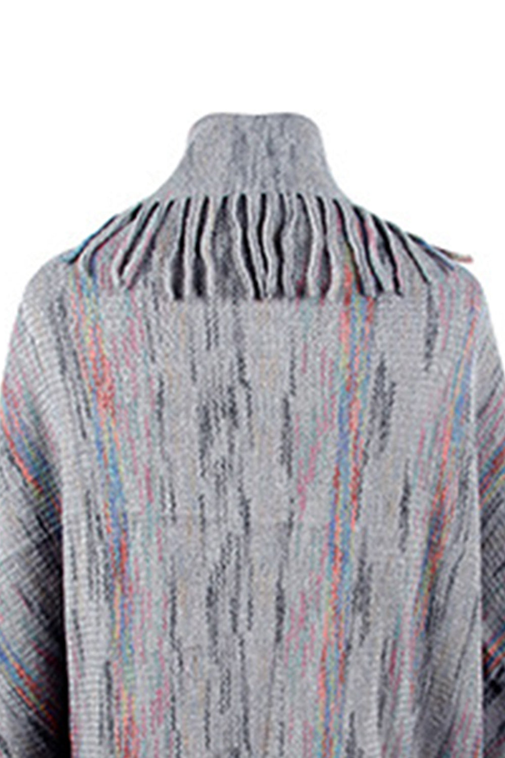 Fringe Detail Printed Poncho - Thandynie