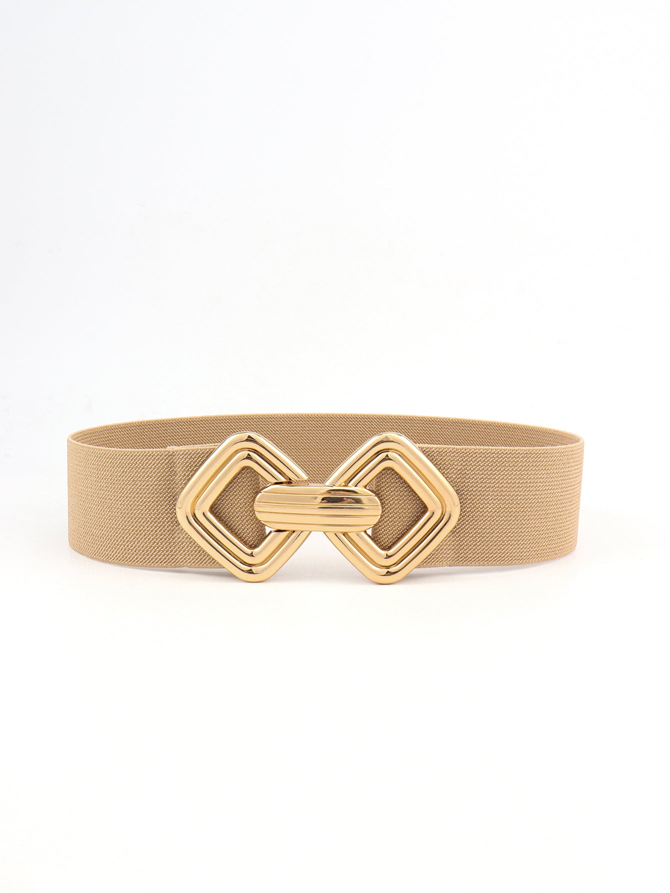 Geometric Buckle Elastic Wide Belt Khaki One Size