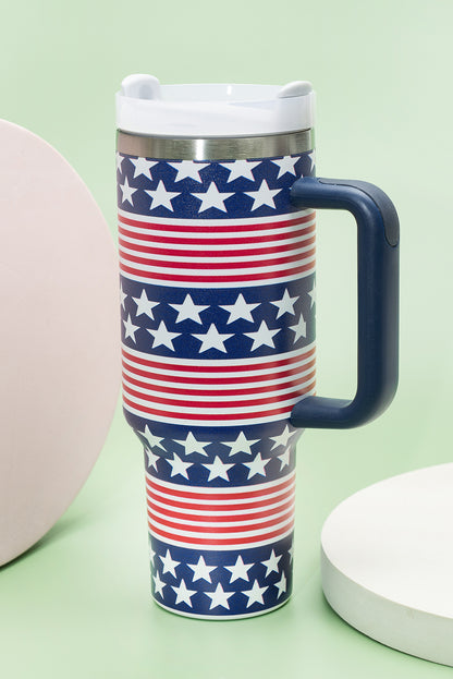 Bluing Stars and Stripes Print Handled Thermos Cup 40oz