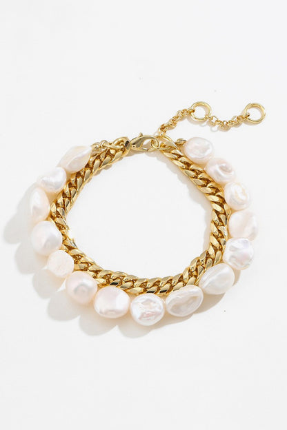 Two-Tone Double-Layered Bracelet Gold One Size