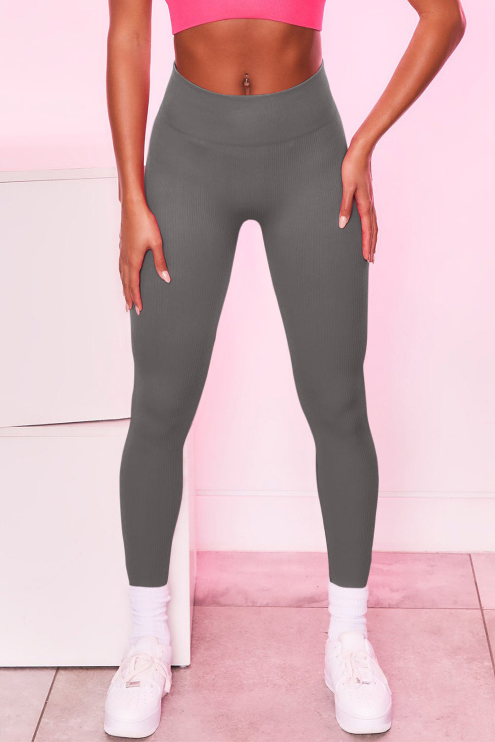 High Waist Active Pants Dark Gray