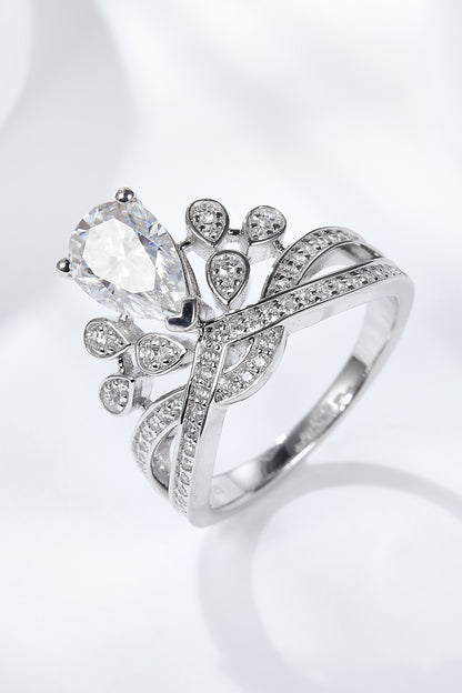 1.5 Carat Moissanite Crown-Shaped Ring Silver