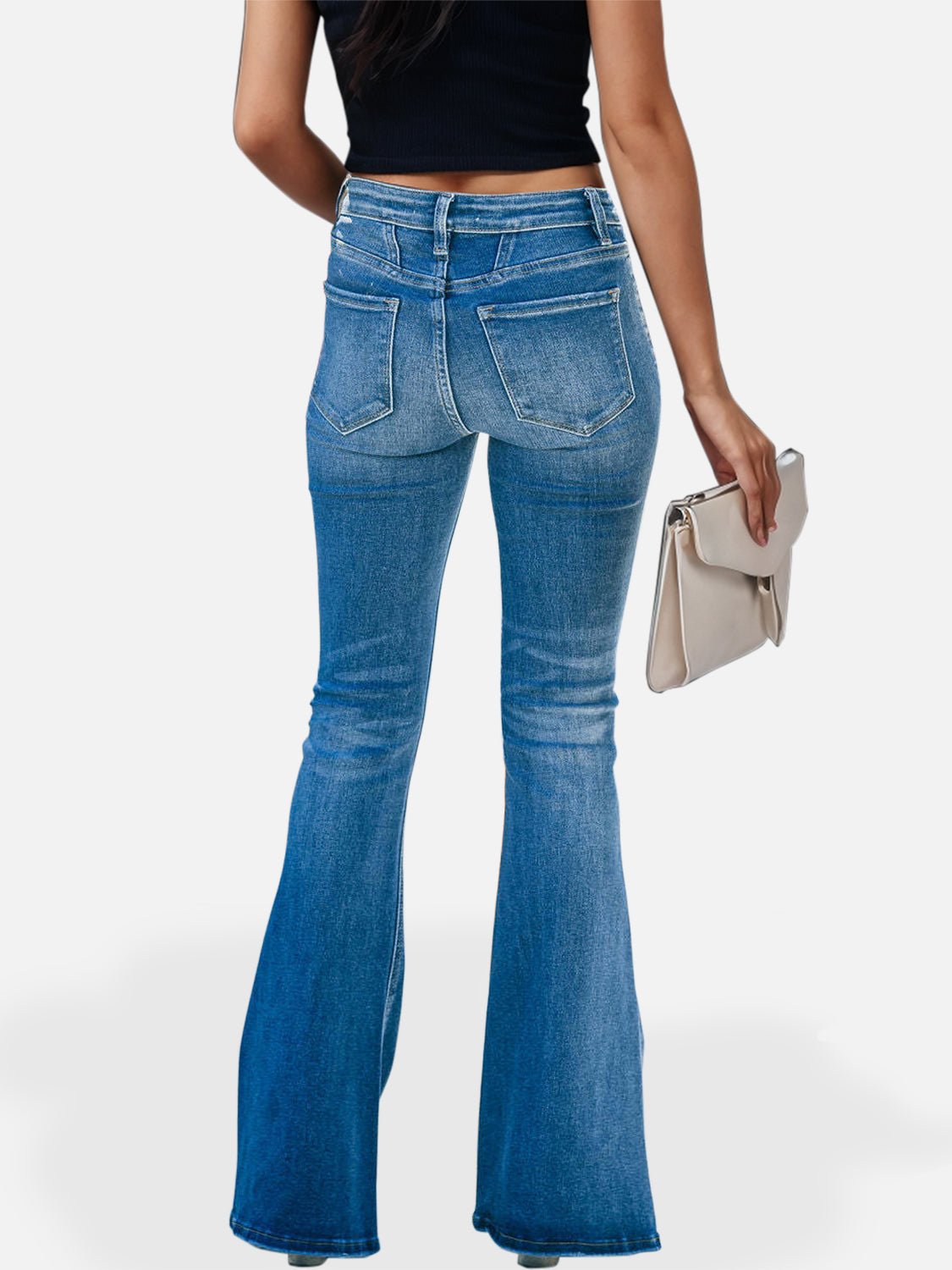 Button Fly Bootcut Jeans with Pockets