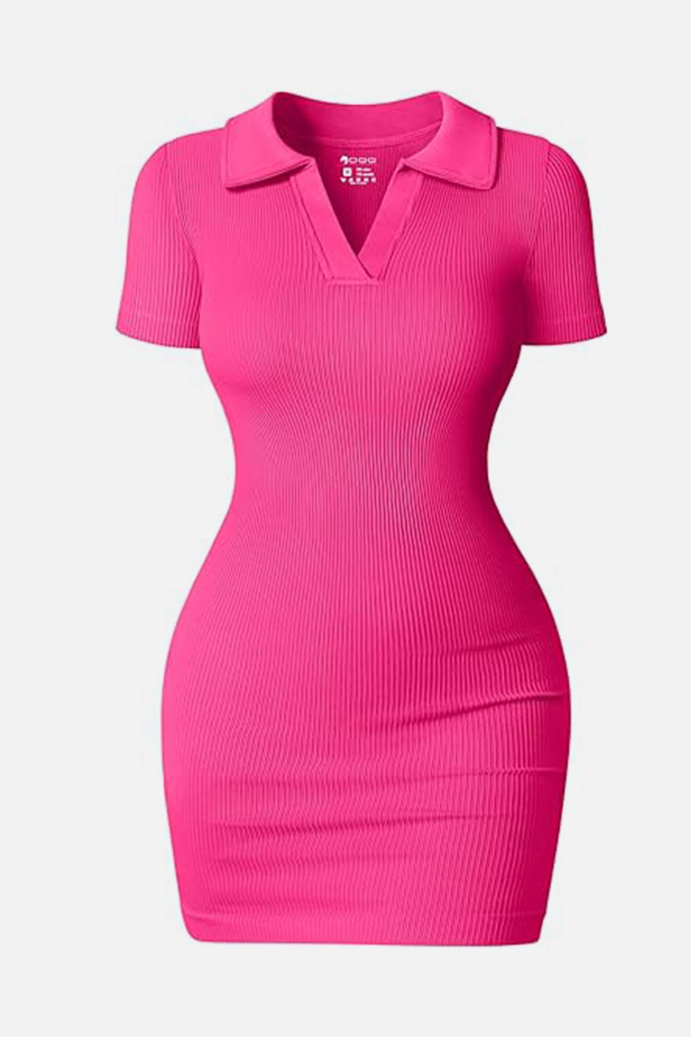 Johnny Collar Short Sleeve Active Dress Hot Pink