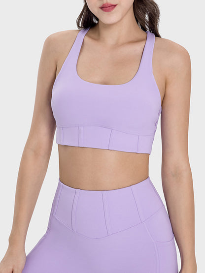 Square Neck Wide Strap Active Tank Lavender