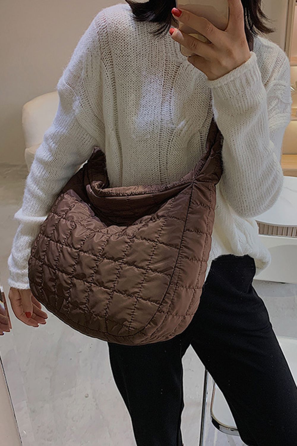 Large Quilted Shoulder Bag - Thandynie