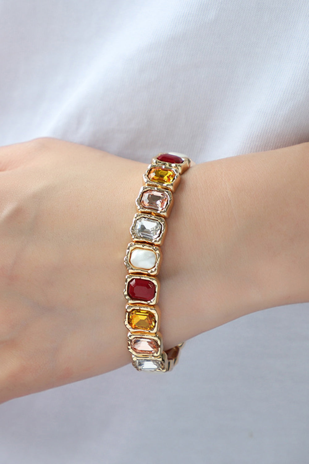 Glass Stone Alloy Bracelet Style B One Size