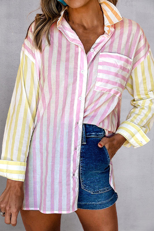 Striped Button Up Long Sleeve Shirt Stripe