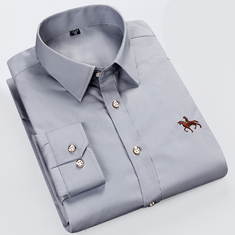 Men Fashion Long Sleeve Shirt Casual Grey