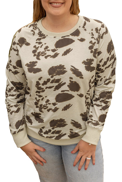 Plus Size Animal Print Crew Neck Pullover Sweatshirt