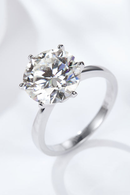 Platinum-Plated 5 Carat Moissanite Solitaire Ring Silver