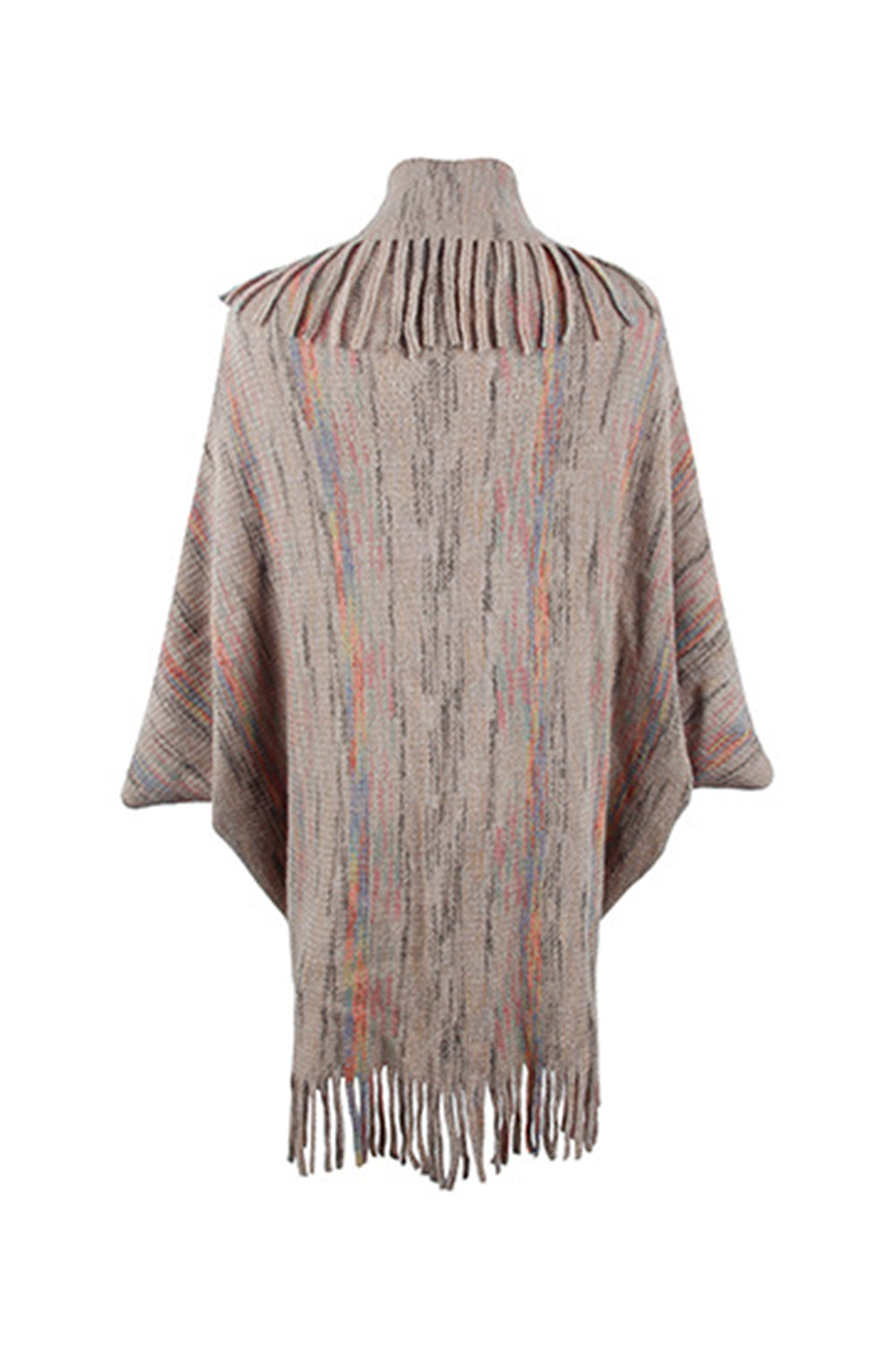 Fringe Detail Printed Poncho - Thandynie