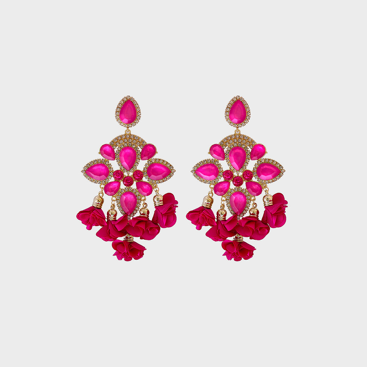 Flower Shape Rhinestone Alloy Dangle Earrings Blush Pink One Size