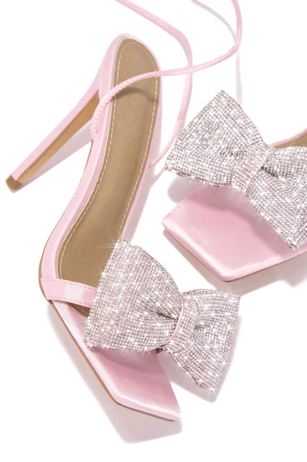 Fashion Rhinestone Bow Cross Strap Outdoor High Heel Sandals