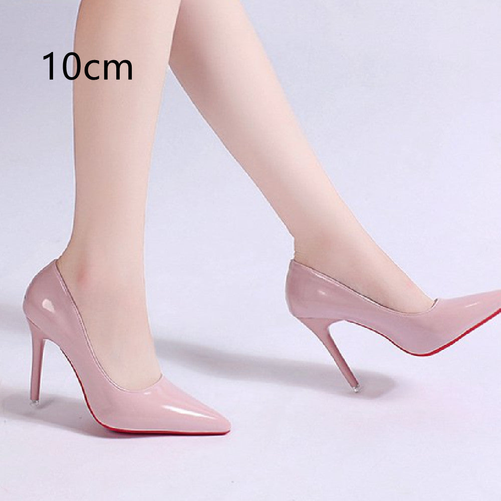 Pumps Women's Stiletto Heel Pointed Toe Sexy High Heels Shallow Mouth Super High Heel Solid Color Pink 10cm