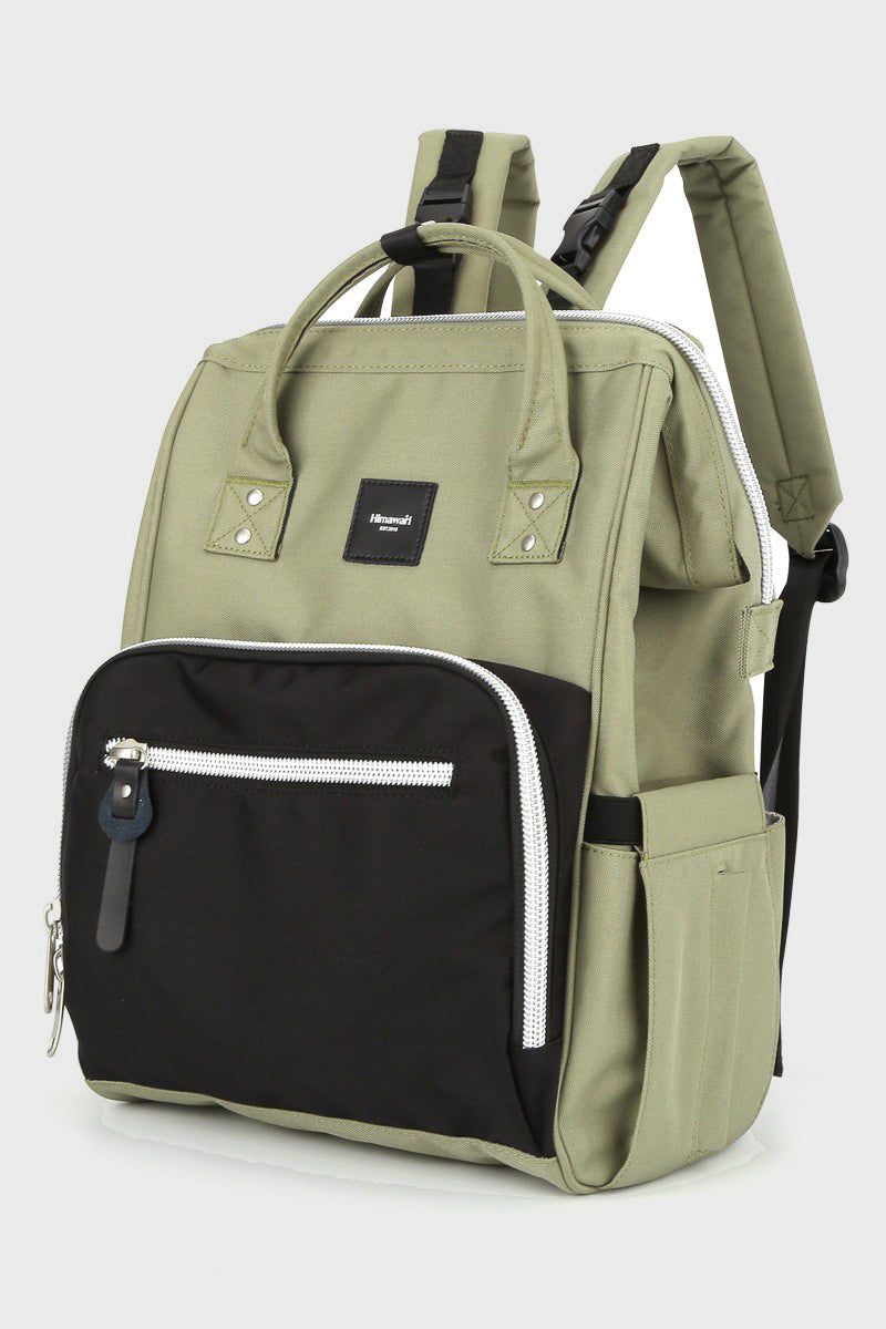 Himawari Waterproof Canvas Backpack Bag with Side Pockets Green One Size