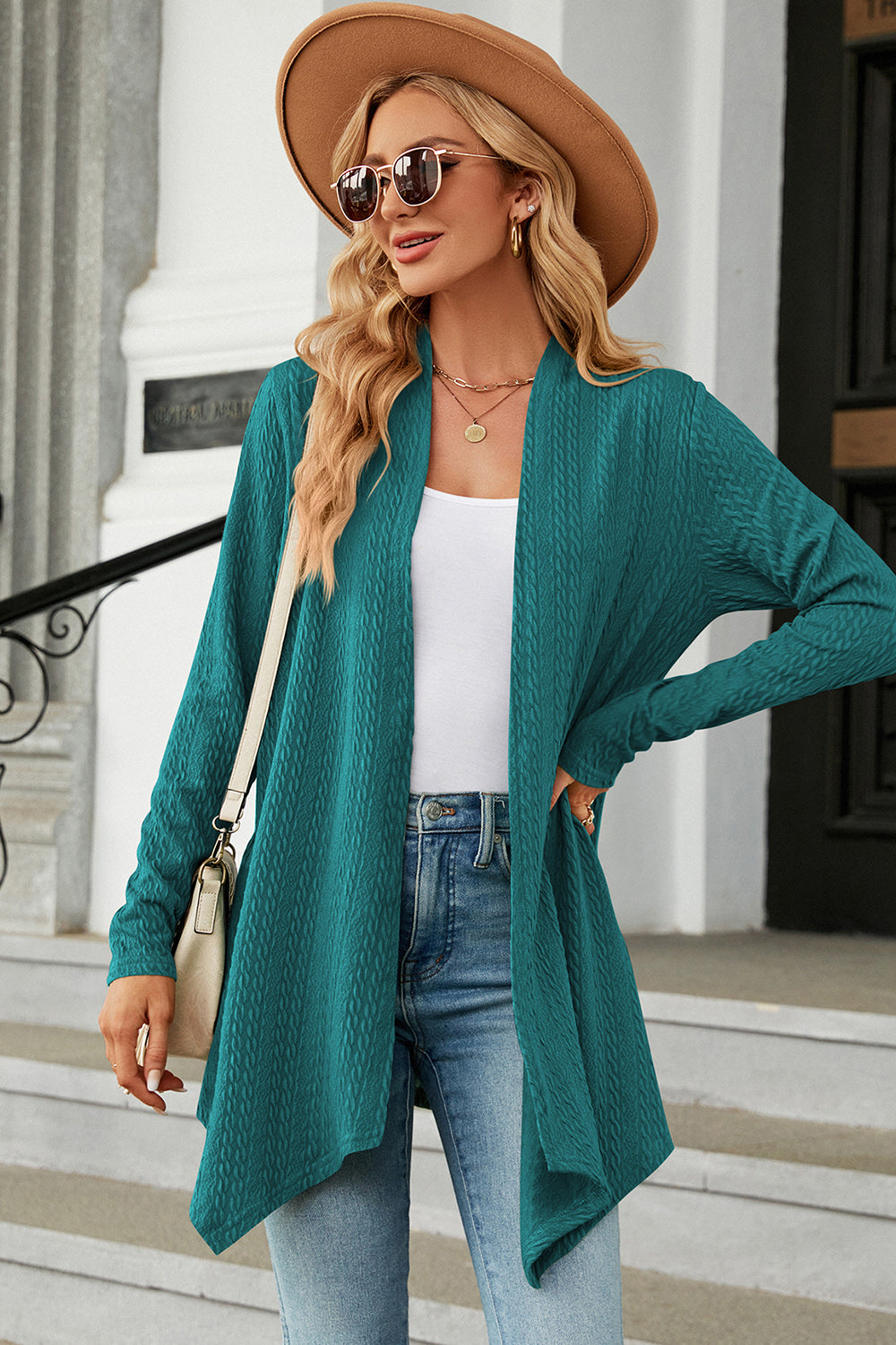 Open Front Long Sleeve Cardigan - Thandynie