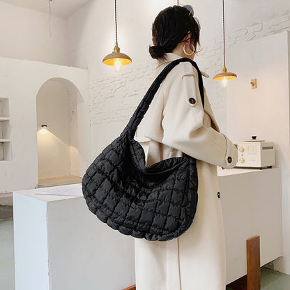 Large Quilted Shoulder Bag Black One Size