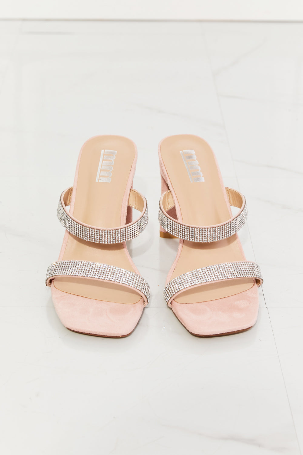 MMShoes Leave A Little Sparkle Rhinestone Block Heel Sandal in Pink - Thandynie