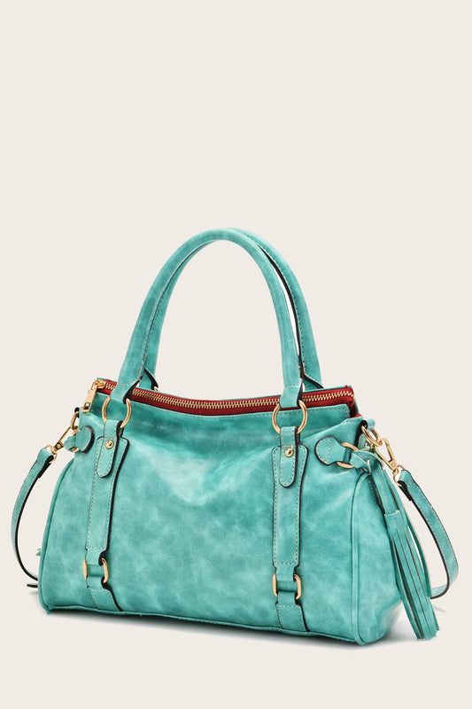 PU Leather Handbag Aqua One Size