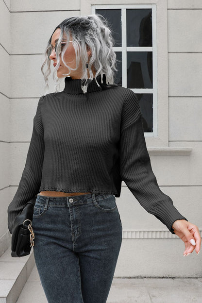 Turtleneck Dropped Shoulder Sweater