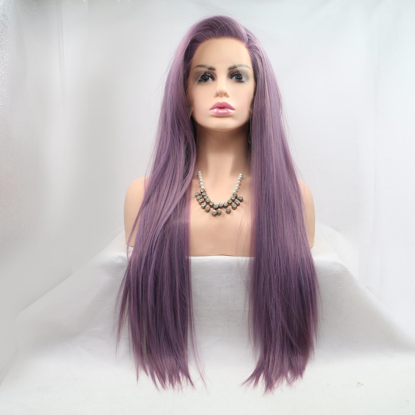 13*3" Lace Front Wigs Synthetic Long Straight 24" 130% Density Purple One Size