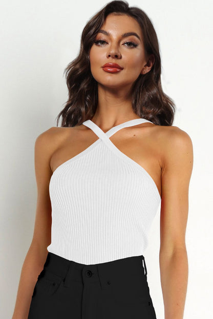 Ribbed Cami Top White