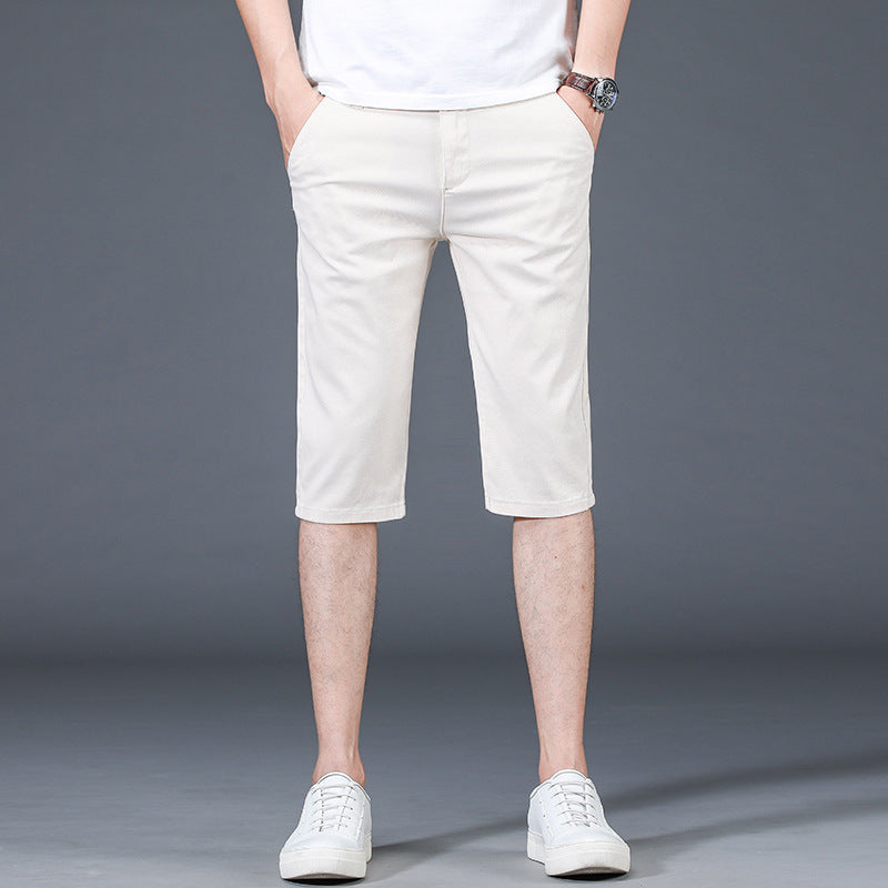 Men's Slim-fitting Mid-waist Summer Thin Casual Pants 8009WL Beige