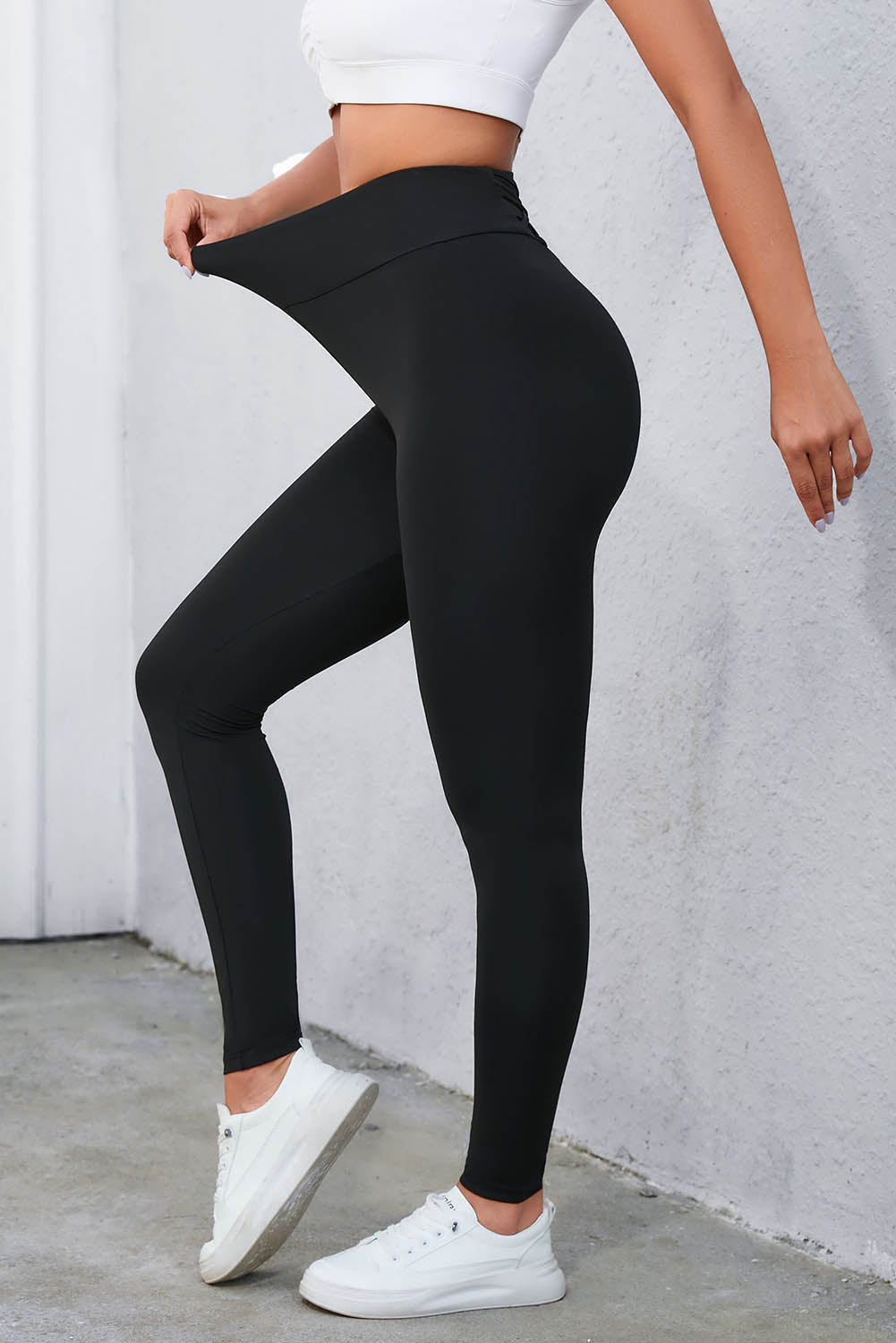 Black Criss Cross Tummy Control High Waist Leggings