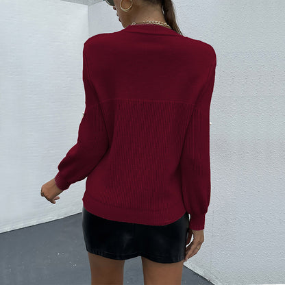 Pearl Detail Round Neck Sweater