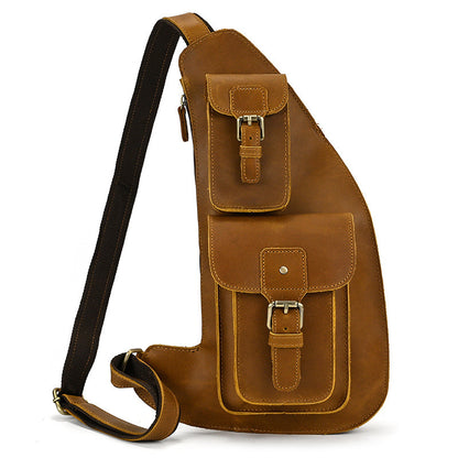 Men's Retro Crazy Horse Skin Shoulder Bag