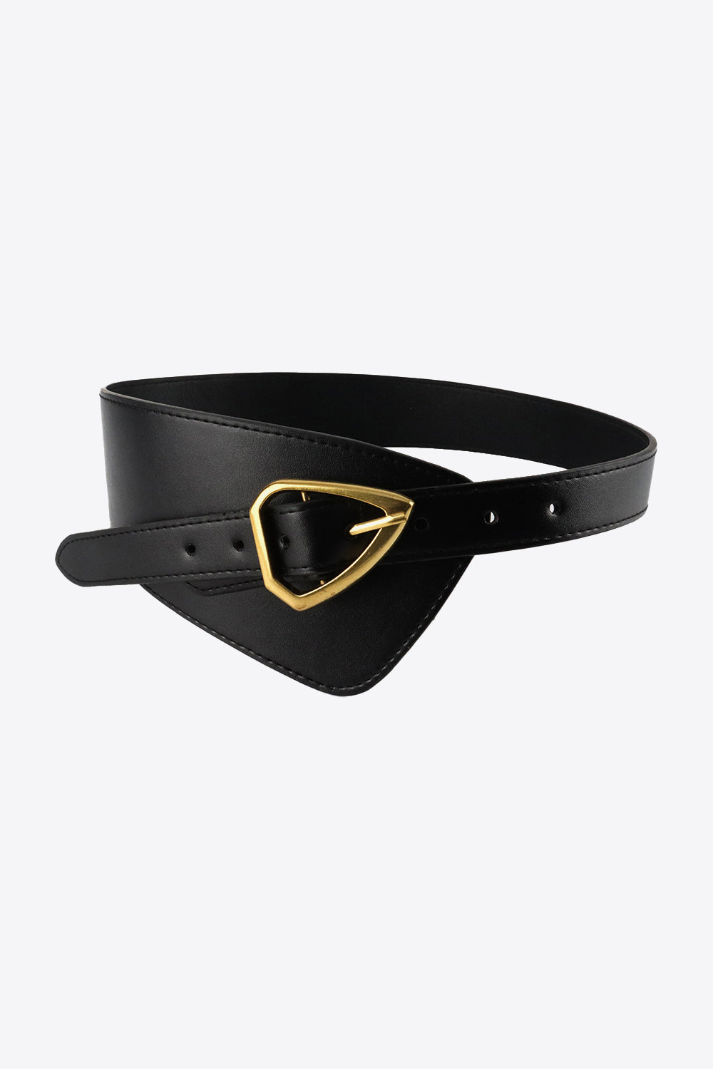 Irregular PU Leather Belt Black One Size