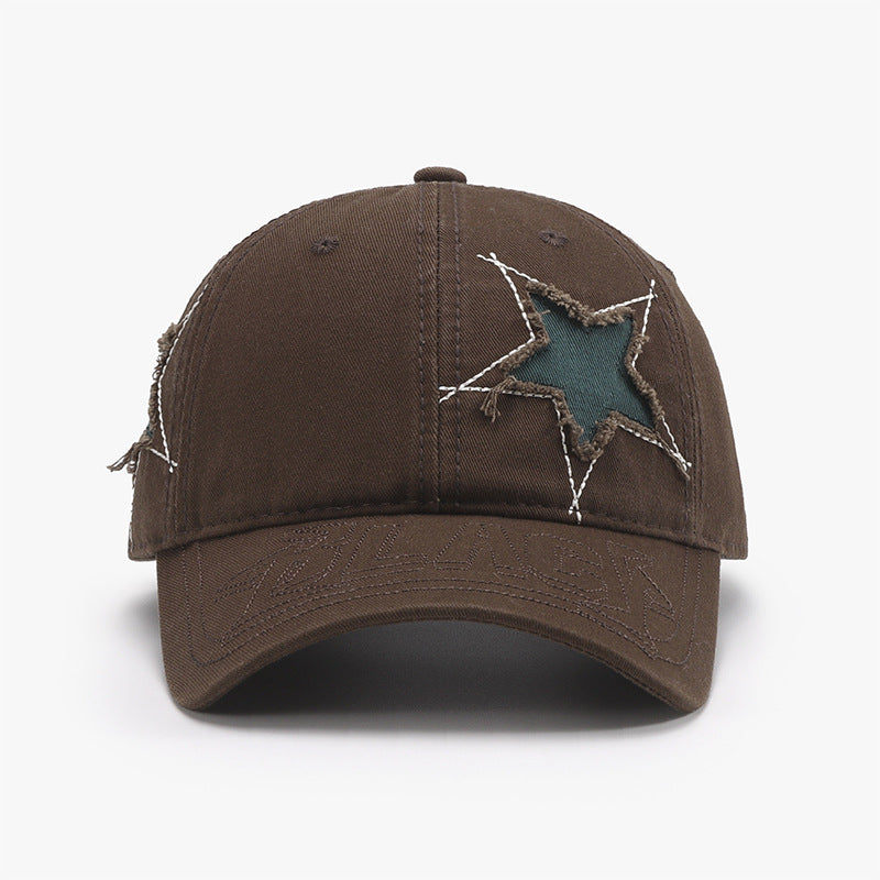 Adjustable Star Raw Hem Cap Chocolate One Size