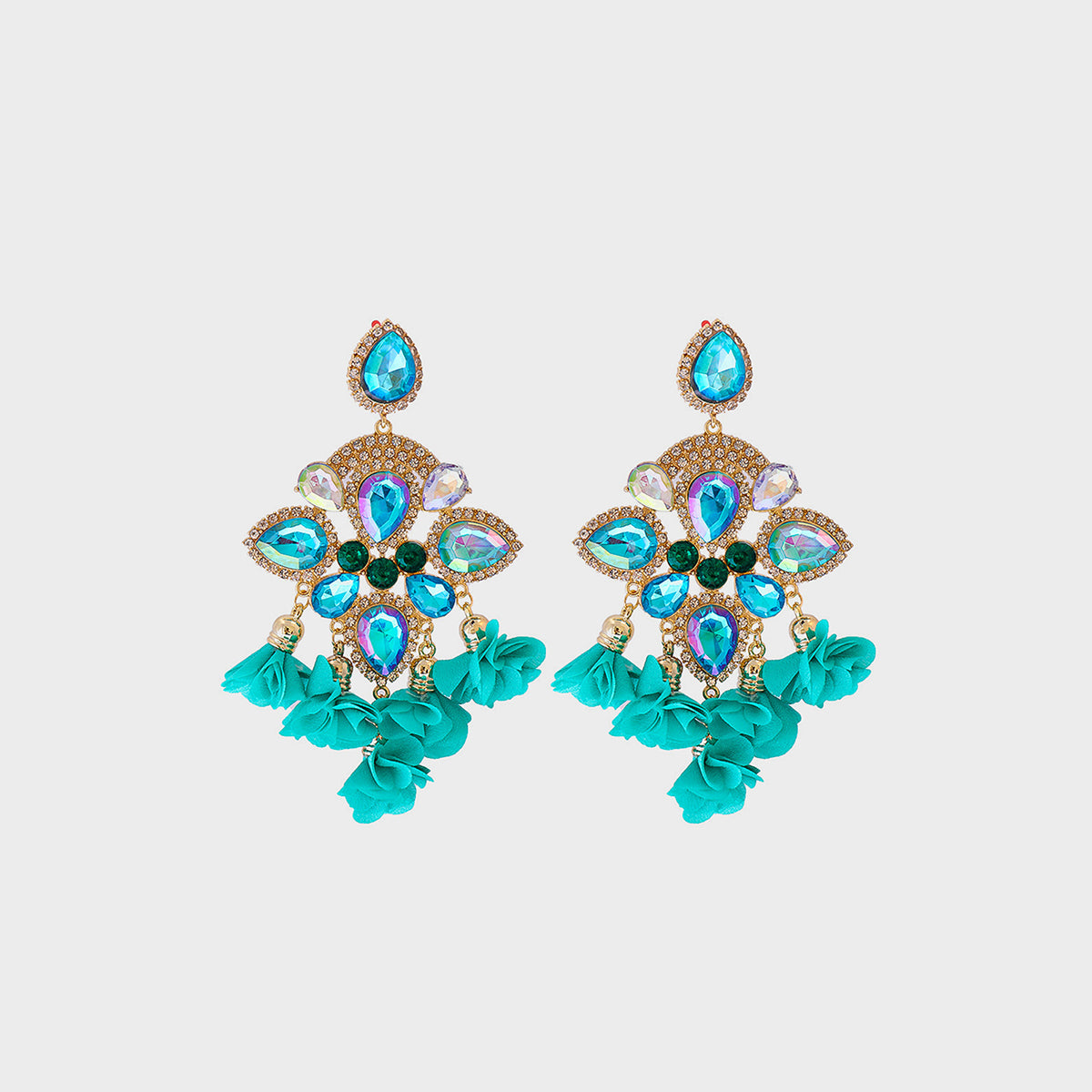 Flower Shape Rhinestone Alloy Dangle Earrings - Thandynie