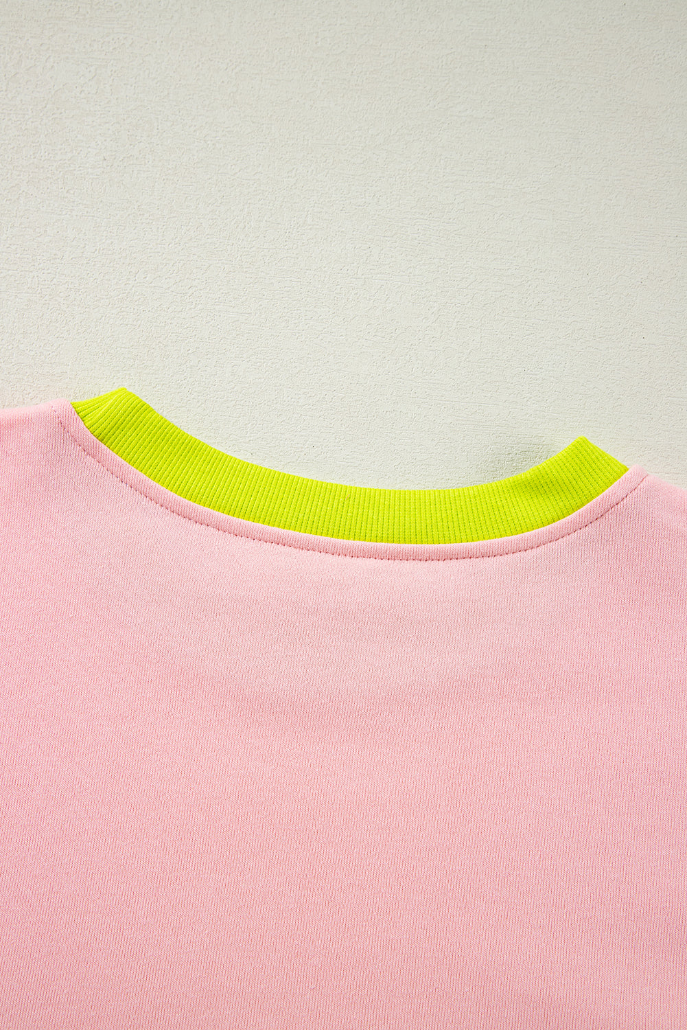 Light Pink Plus Size Colorblock Patchwork Crew Neck Sweatshirt