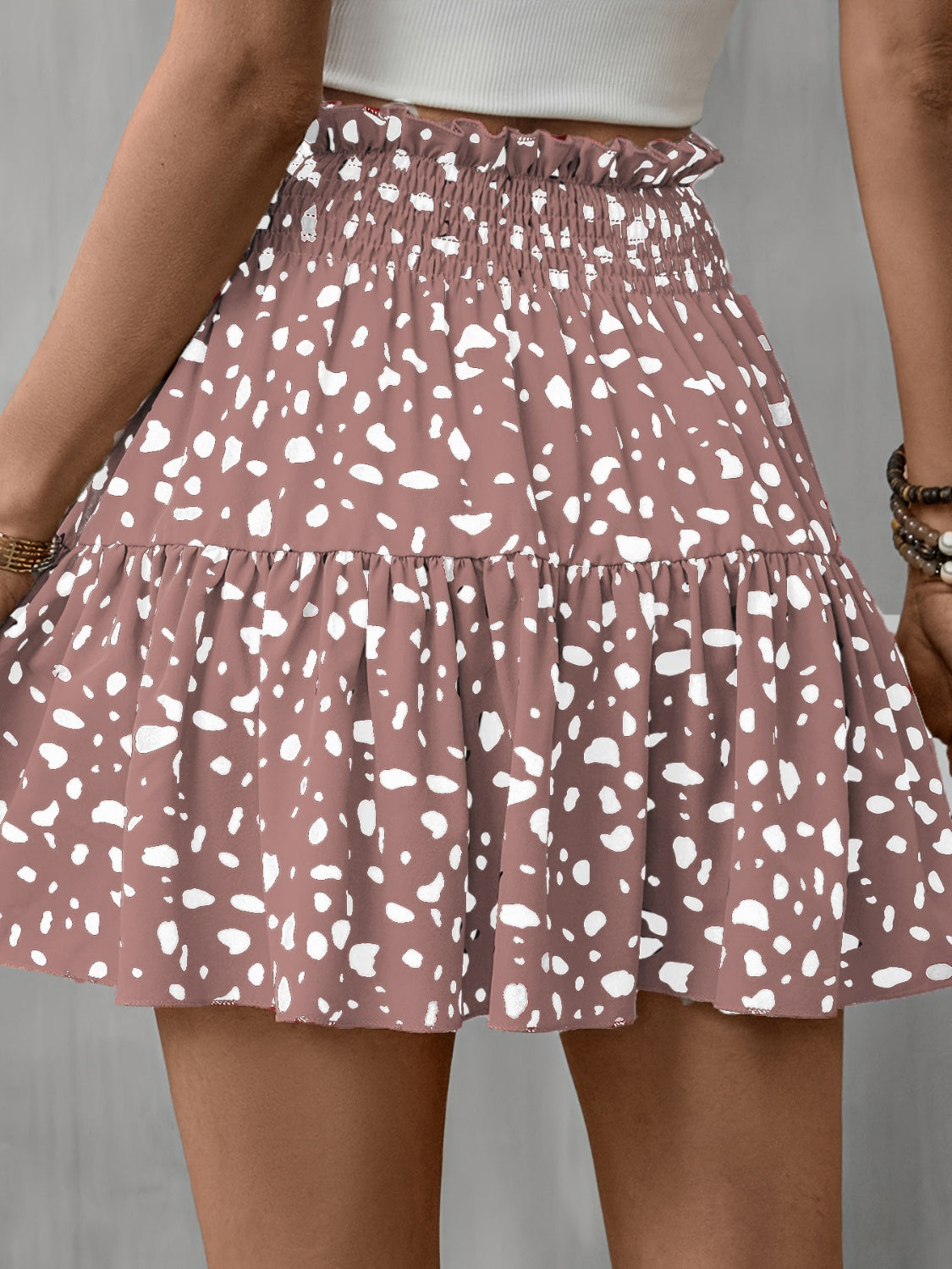 Frill Tied Printed Mini Skirt - Thandynie