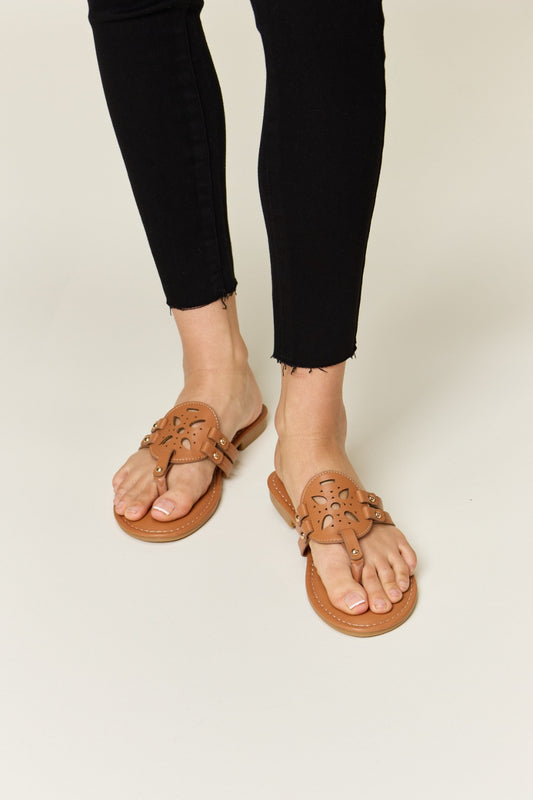 Forever Link Cutout PU Leather Open Toe Sandals - Thandynie
