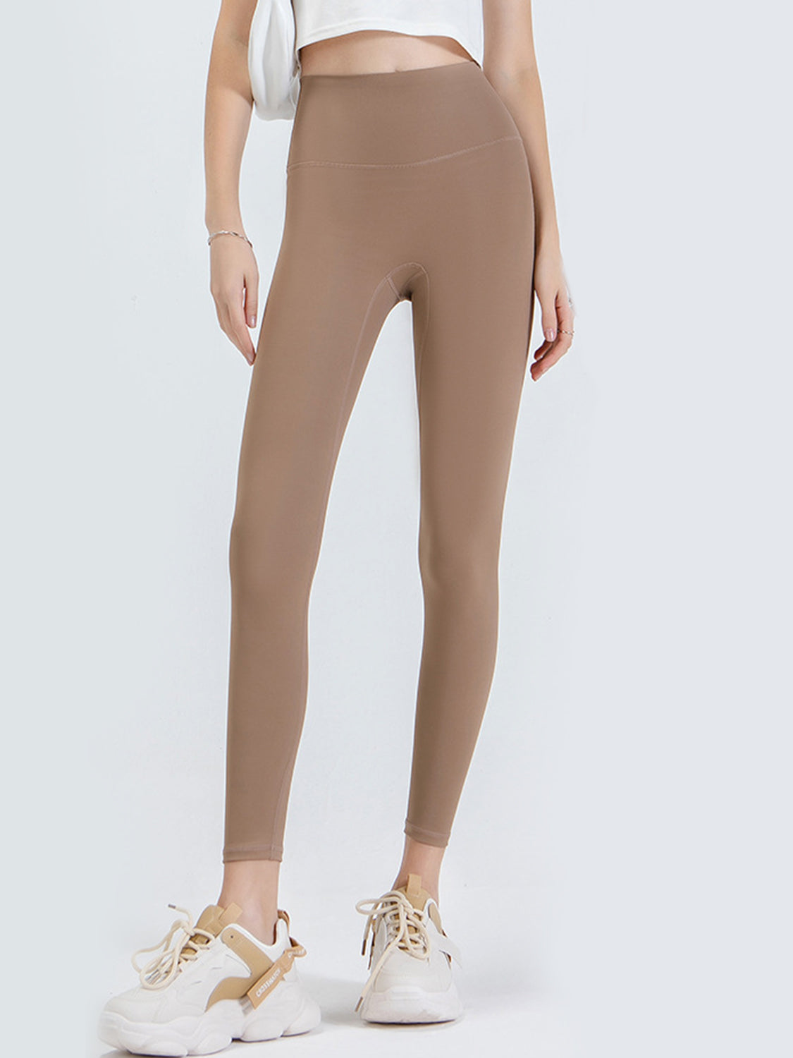 Wide Waistband Sports Leggings Khaki