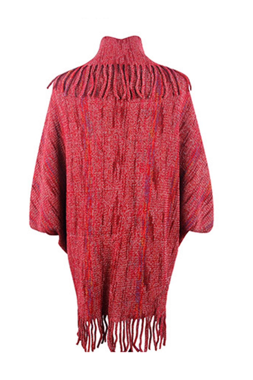 Fringe Detail Printed Poncho - Thandynie