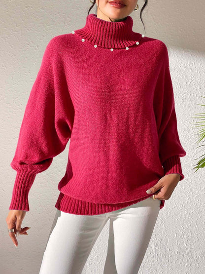 Turtleneck Long Sleeve Sweater Deep Red