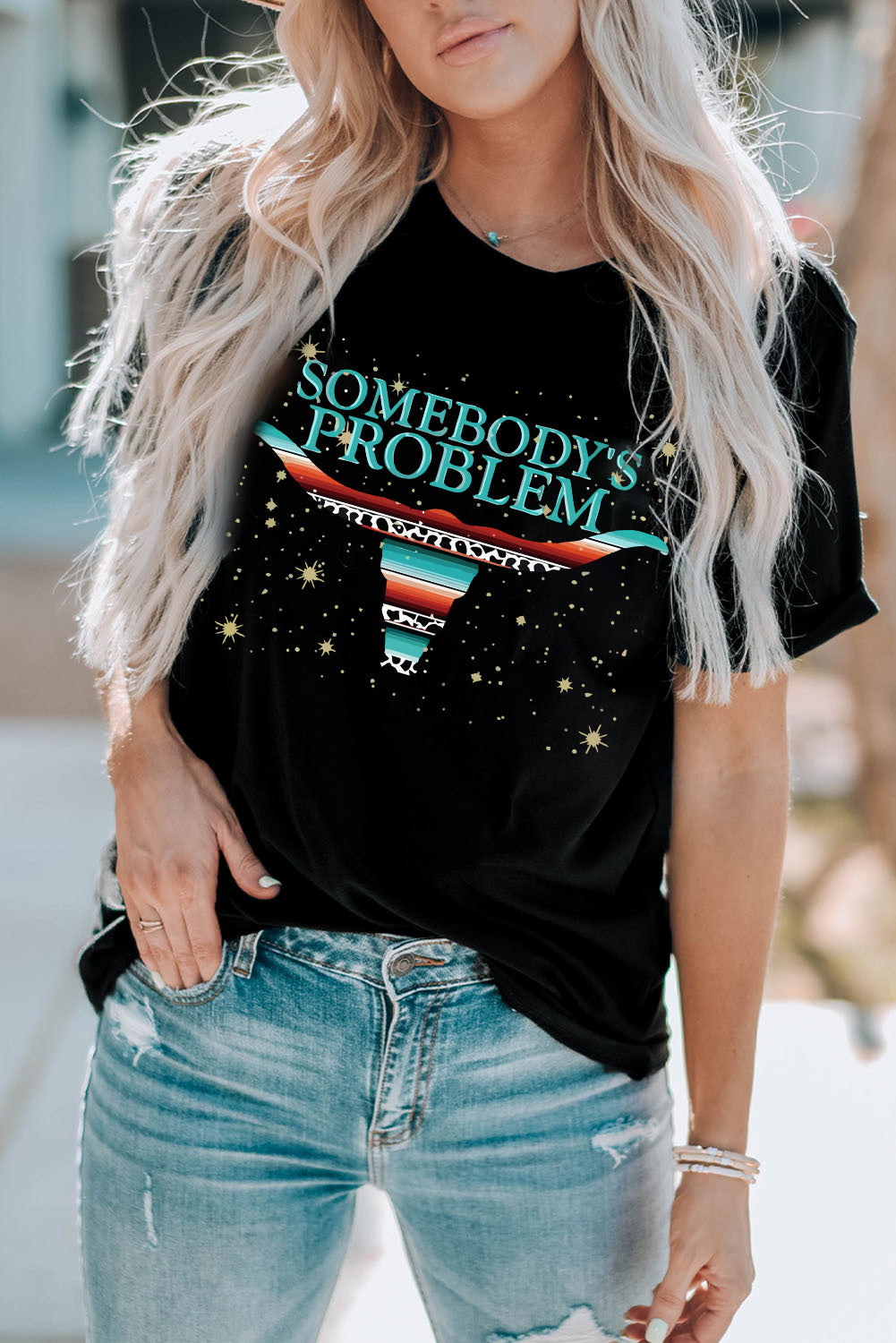 SOMEBODY'S PROBLEM Graphic Tee Shirt Black