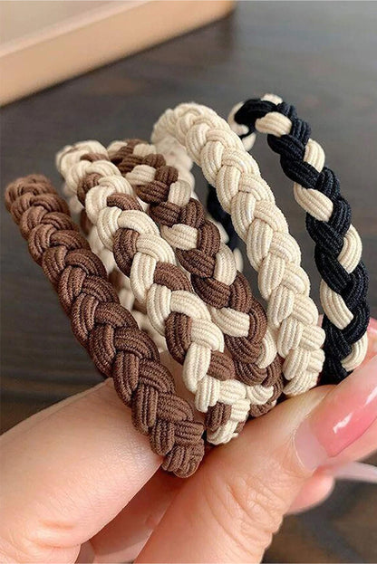 Khaki 5pcs Smile Face Decor Braided Hair Ties Khaki ONE SIZE 100%Straw