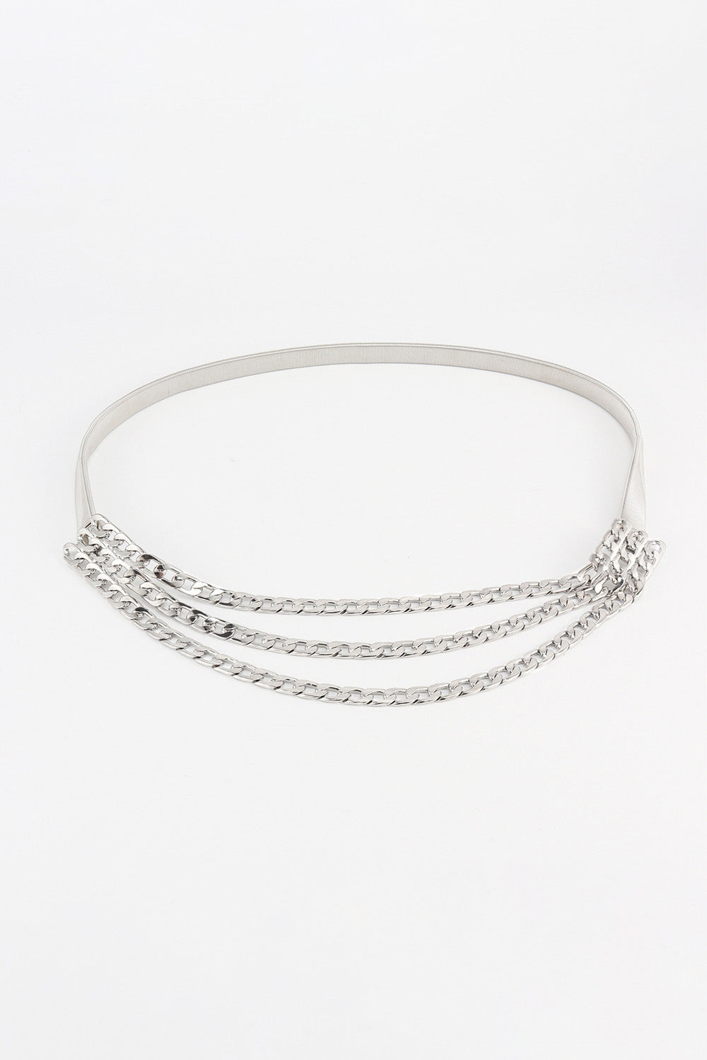 Metal Triple-Layered Chain Belt Silver One Size