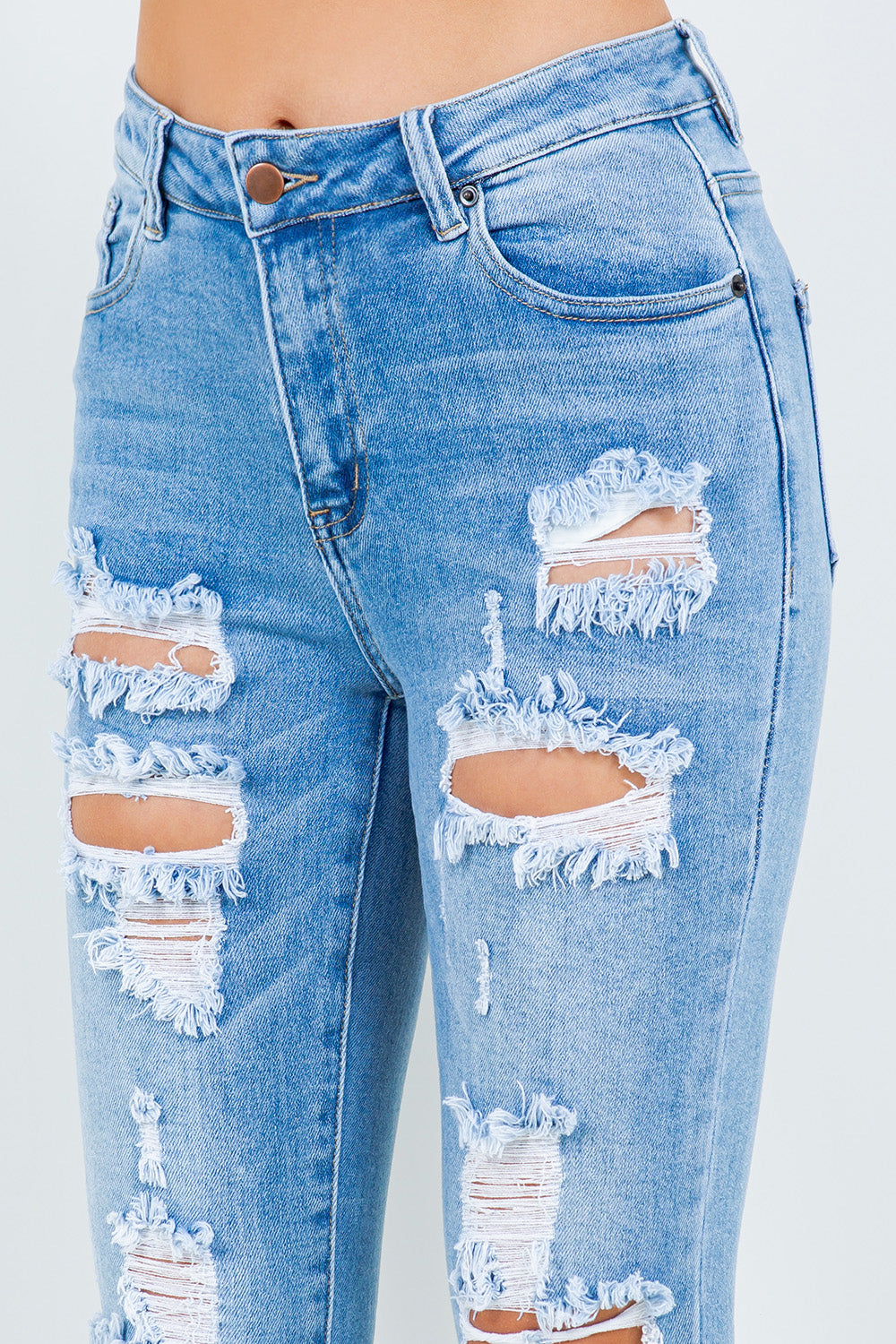 American Bazi High Waist Destroyed Jeans - Distressed Denim for a Trendy, Edgy Look