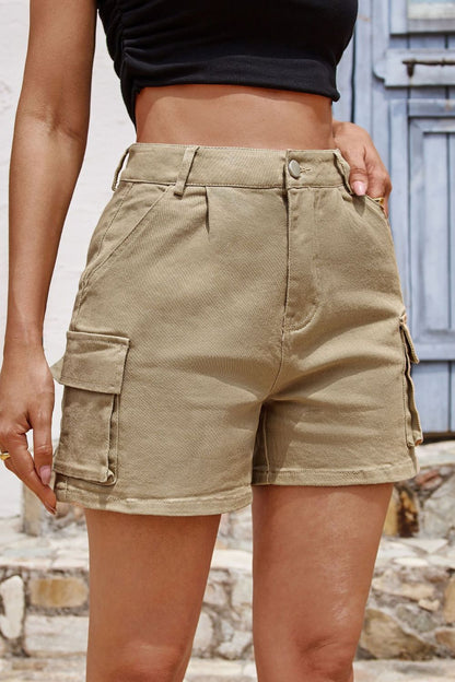 Pocketed High Waist Shorts